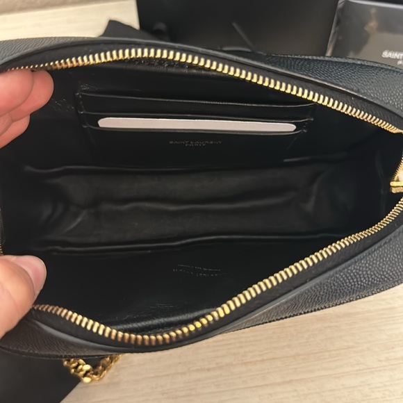 Saint Laurent Grain De Poudre Matelasse Monogram Mini Lou Camera Bag Black - Picture 11 of 16